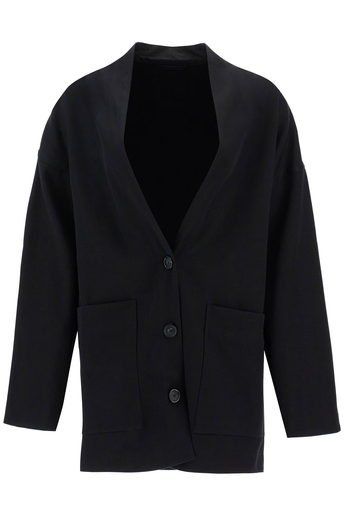 Cotton Twill Jacket-cardigan  - Black