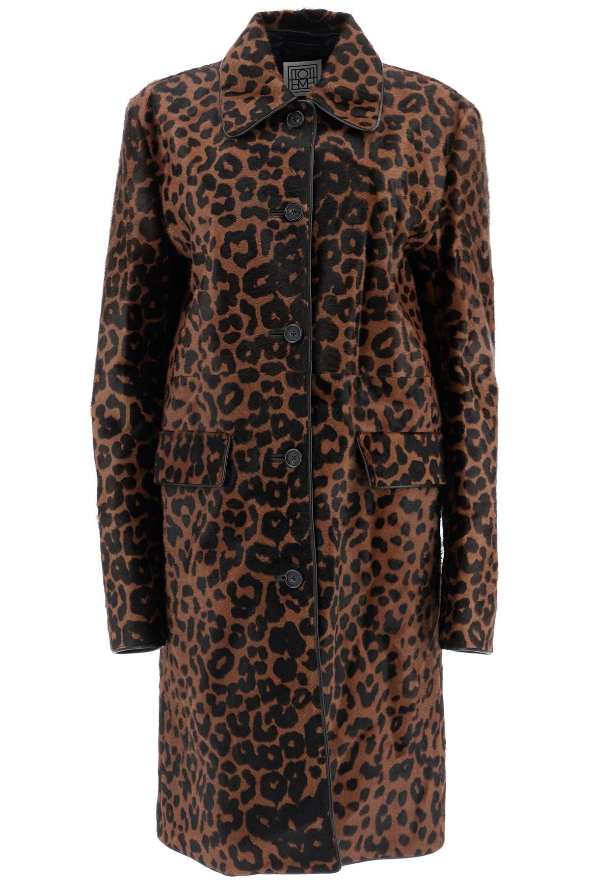 Leopard Print Car Coat In Horse  - Marrone