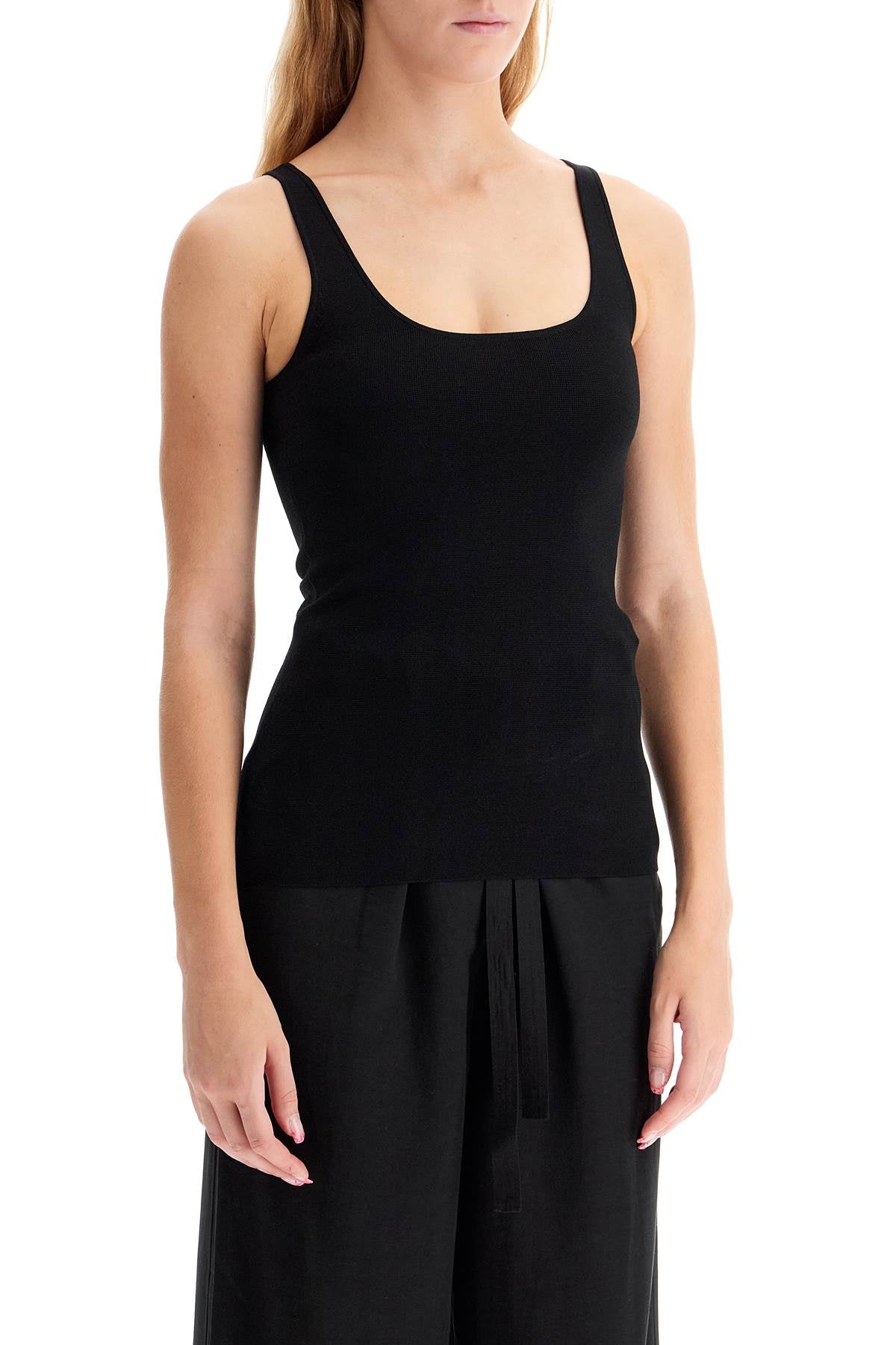 "compact Knit Tank Top"  - Black