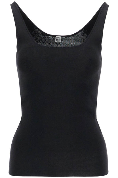 "compact Knit Tank Top"  - Black