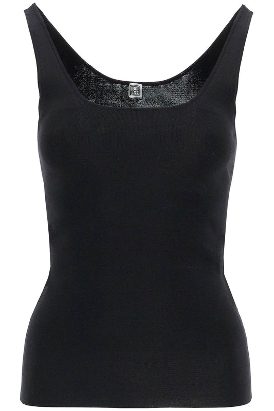 "compact Knit Tank Top"  - Black