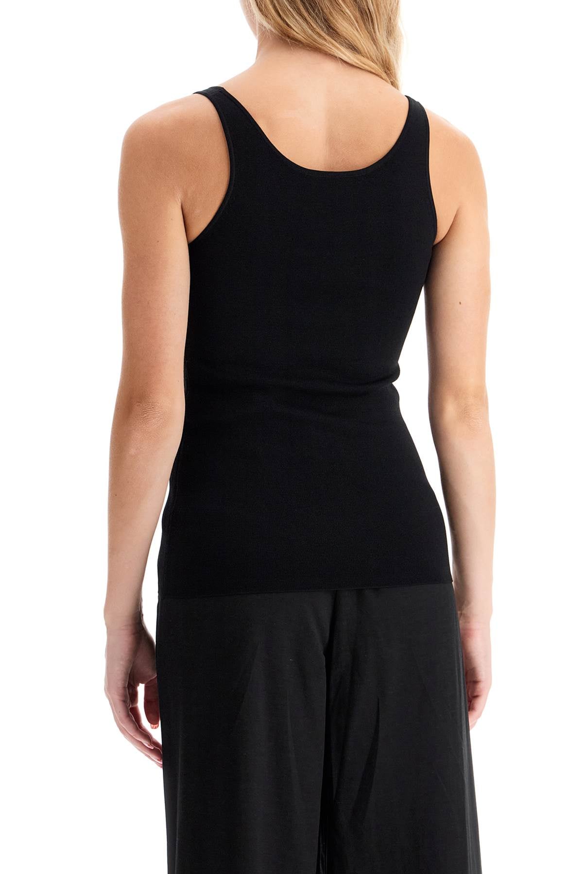 "compact Knit Tank Top"  - Black