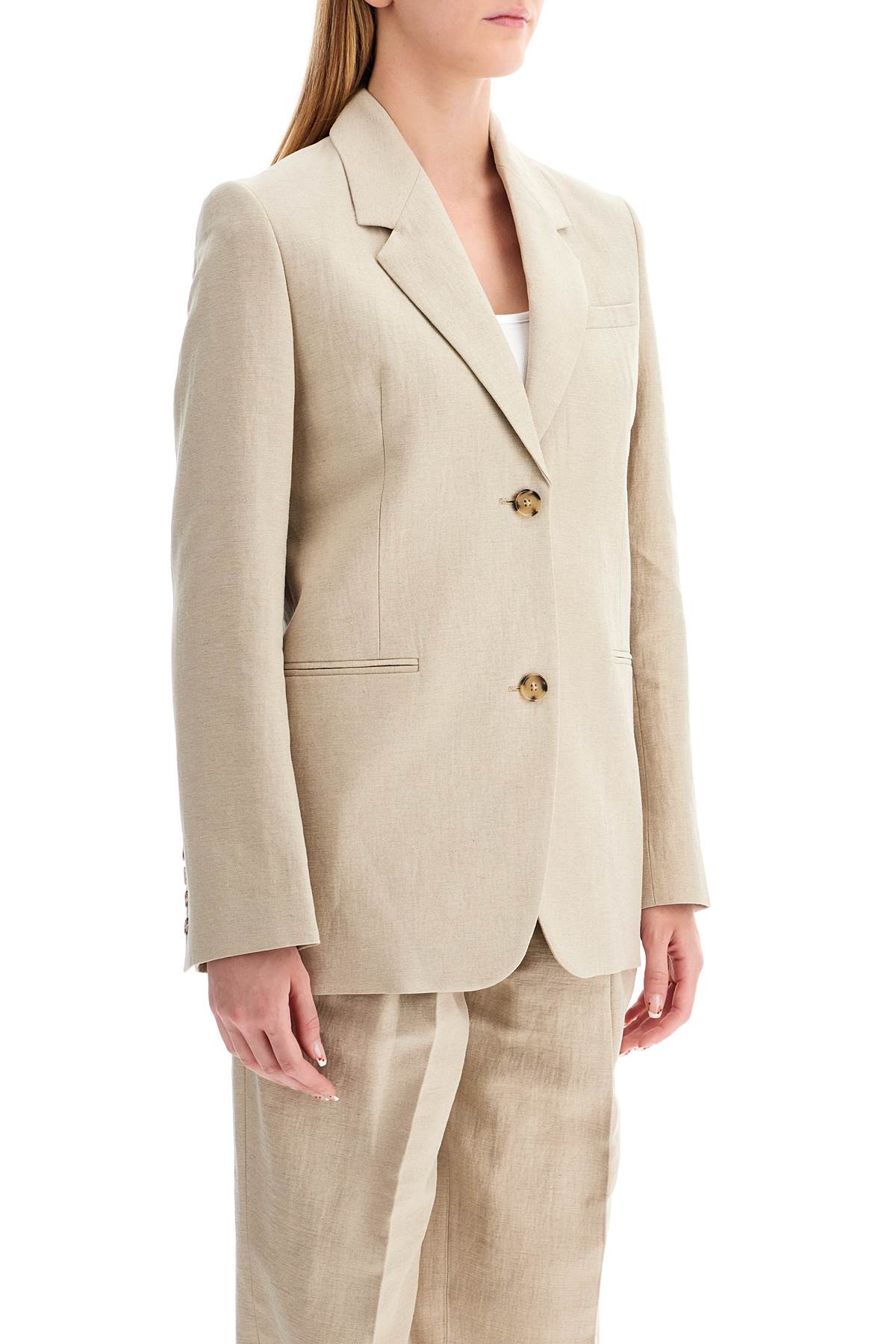 Linen Blend Blazer For  - Beige