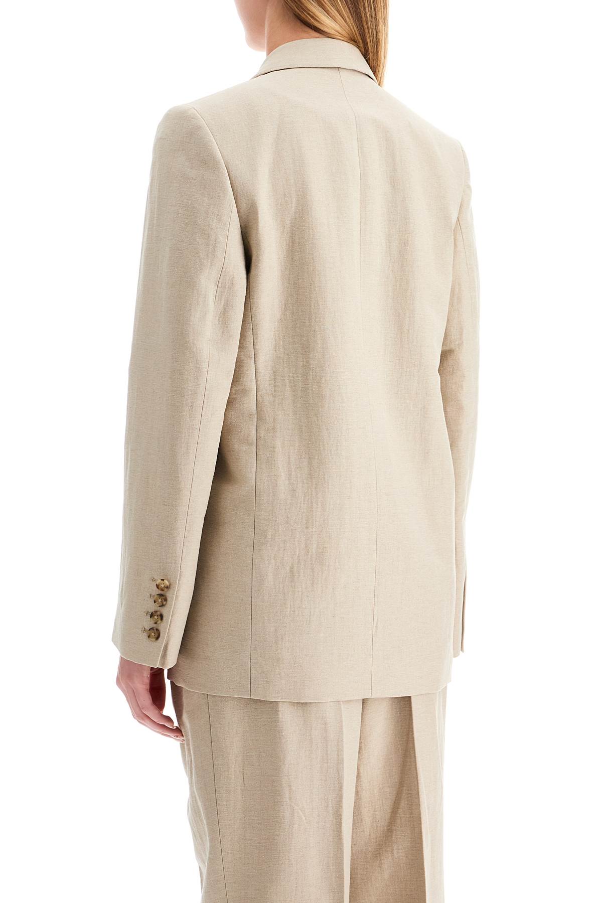 Linen Blend Blazer For  - Beige