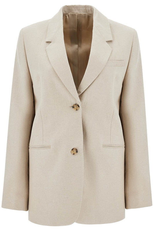 Linen Blend Blazer For  - Beige