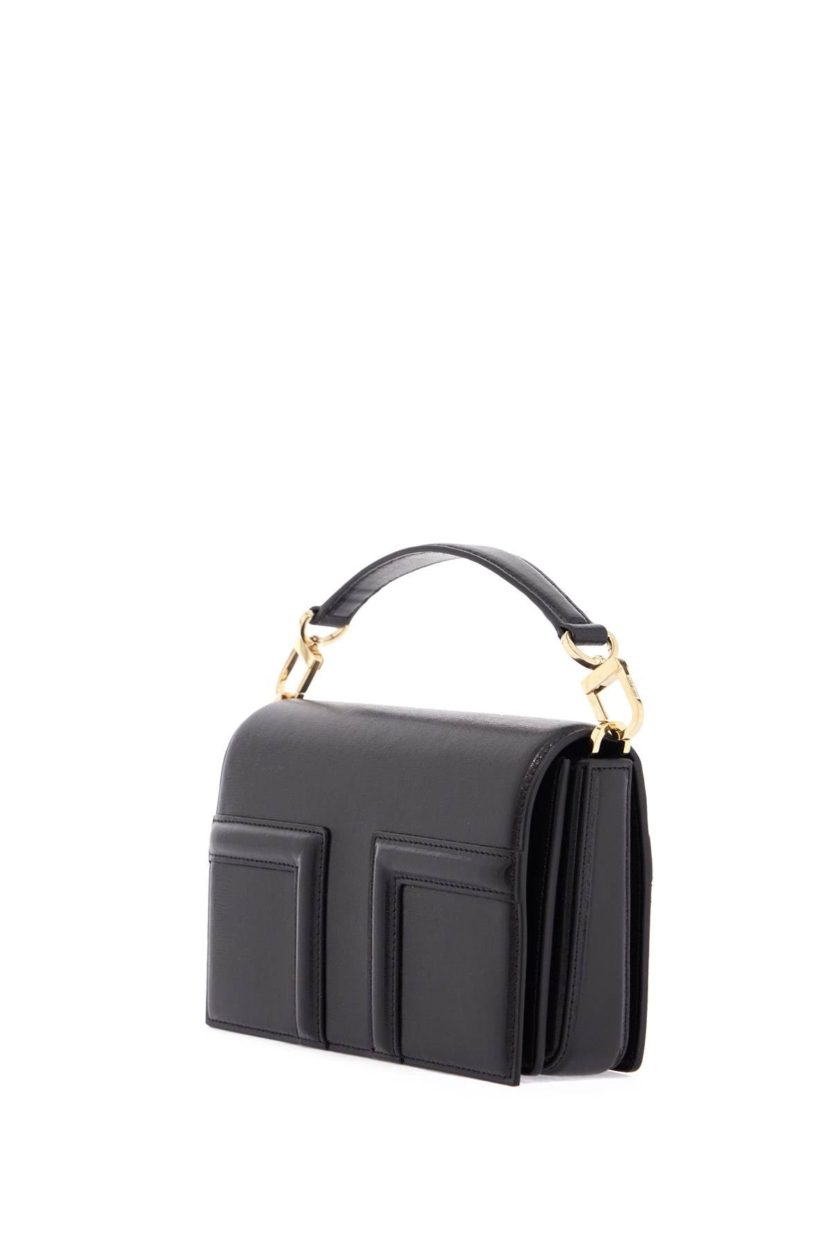 Mini T-flap Bag In Black Calfskin With Adjustable Strap  - Black