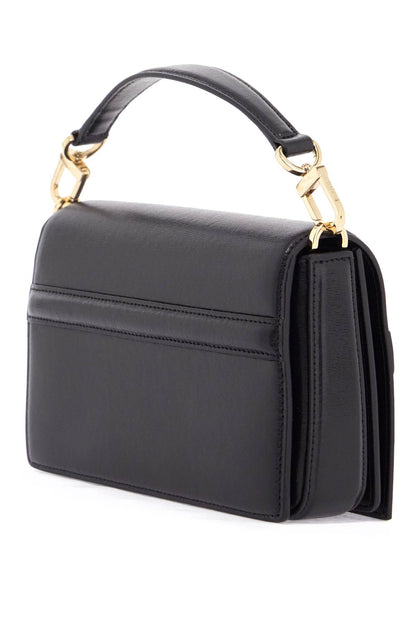 Mini T-flap Bag In Black Calfskin With Adjustable Strap  - Black