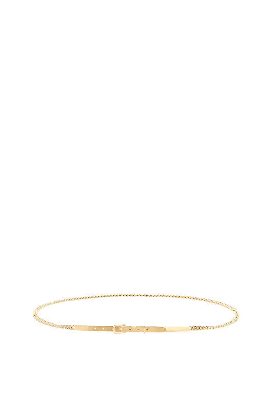 Adjustable Gold Woven Chain Belt With Hooks  - Gold