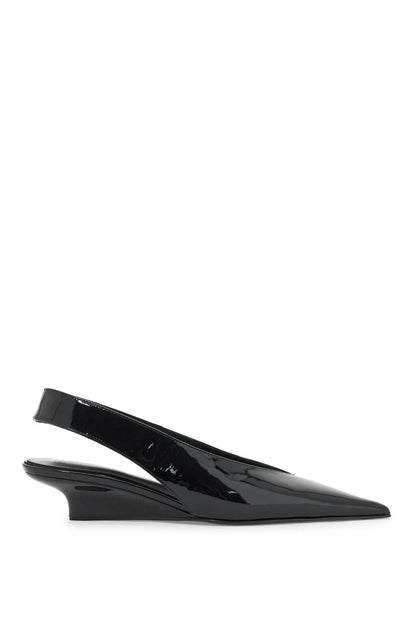 Slingback Patent Leather Wedge Dã©col  - Black