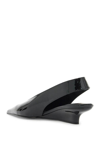 Slingback Patent Leather Wedge Dã©col  - Black