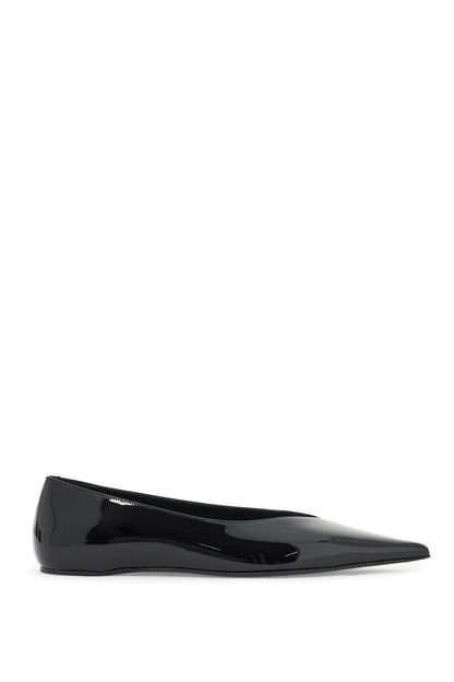 Asymmetric Patent Leather Baller  - Black