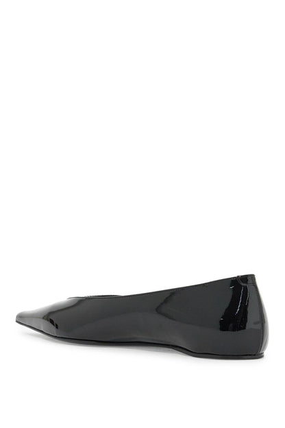 Asymmetric Patent Leather Baller  - Black