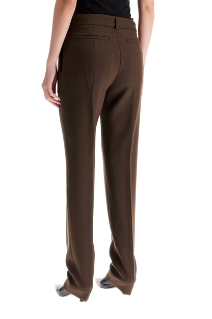 Low-waisted Slim Fit Pants  - Brown