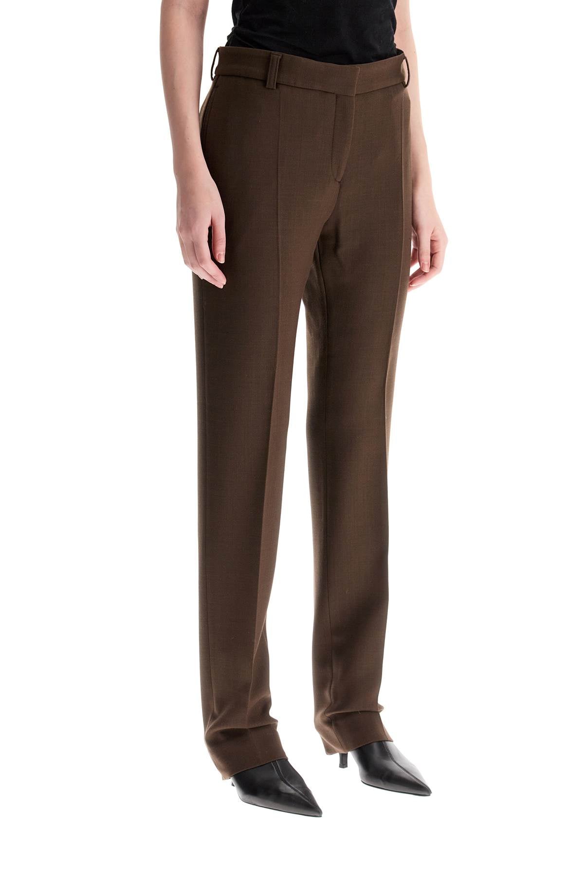 Low-waisted Slim Fit Pants  - Brown