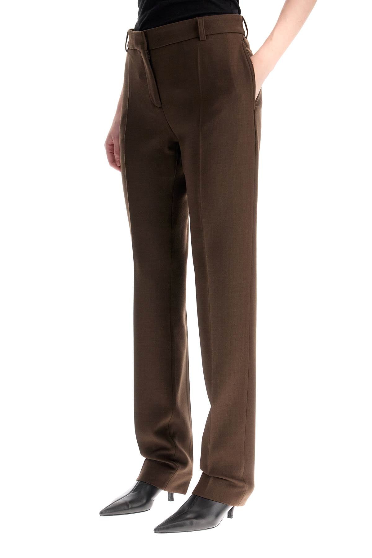 Low-waisted Slim Fit Pants  - Brown