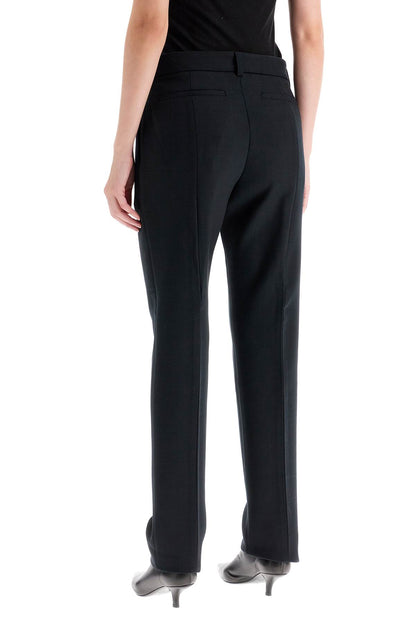 Low-waisted Slim Fit Pants  - Black