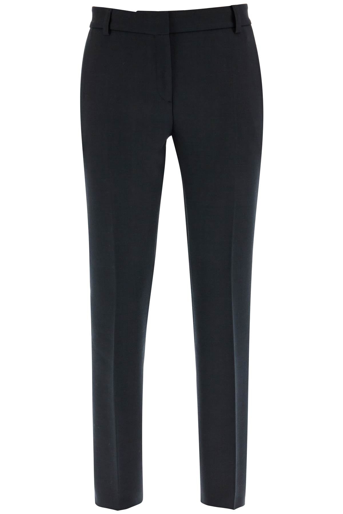 Low-waisted Slim Fit Pants  - Black