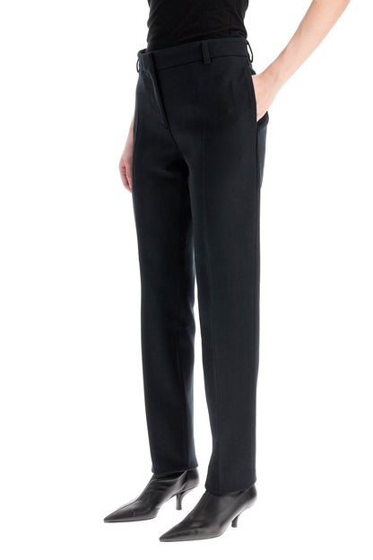 Low-waisted Slim Fit Pants  - Black