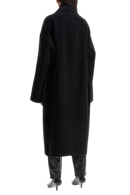 Wool Blend Cocoon Coat With  - Black