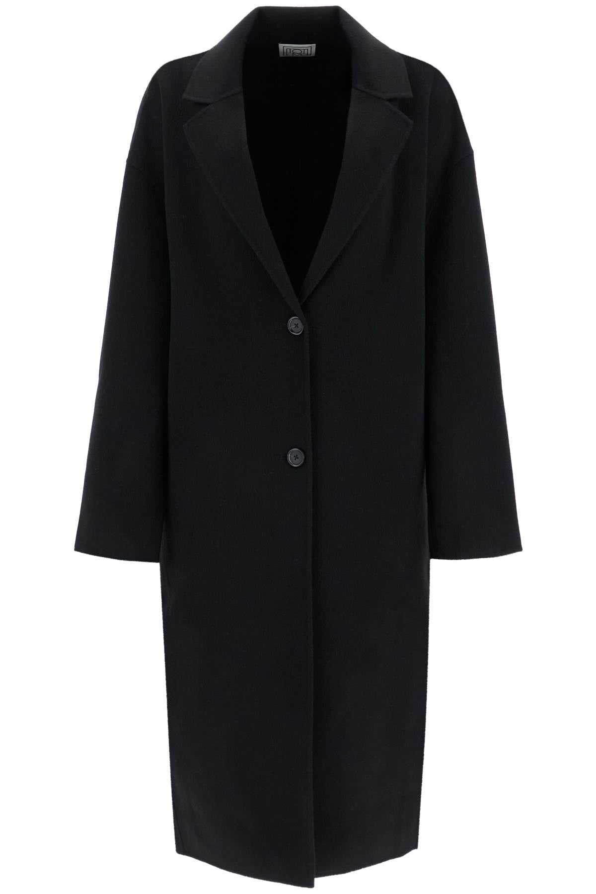 Wool Blend Cocoon Coat With  - Black