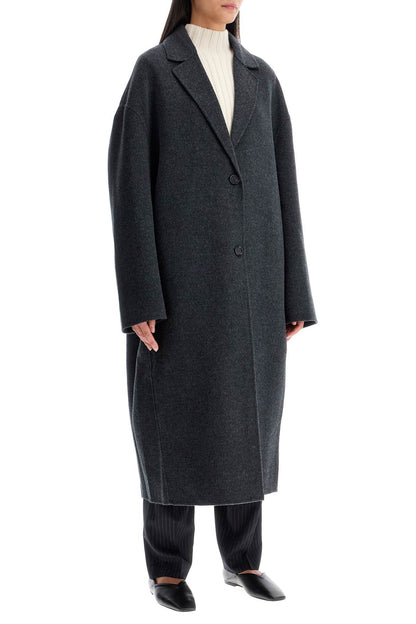 Wool Blend Cocoon Coat With  - Grey