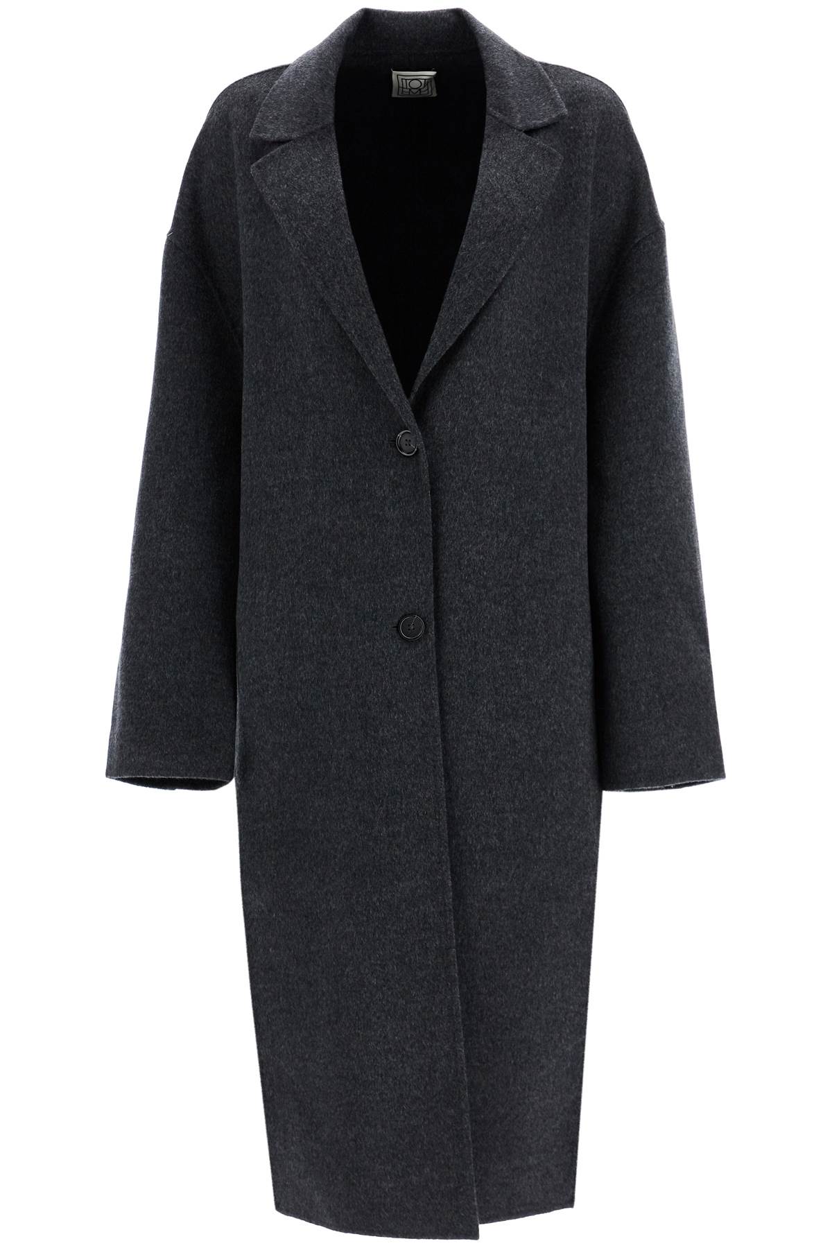 Wool Blend Cocoon Coat With  - Grey