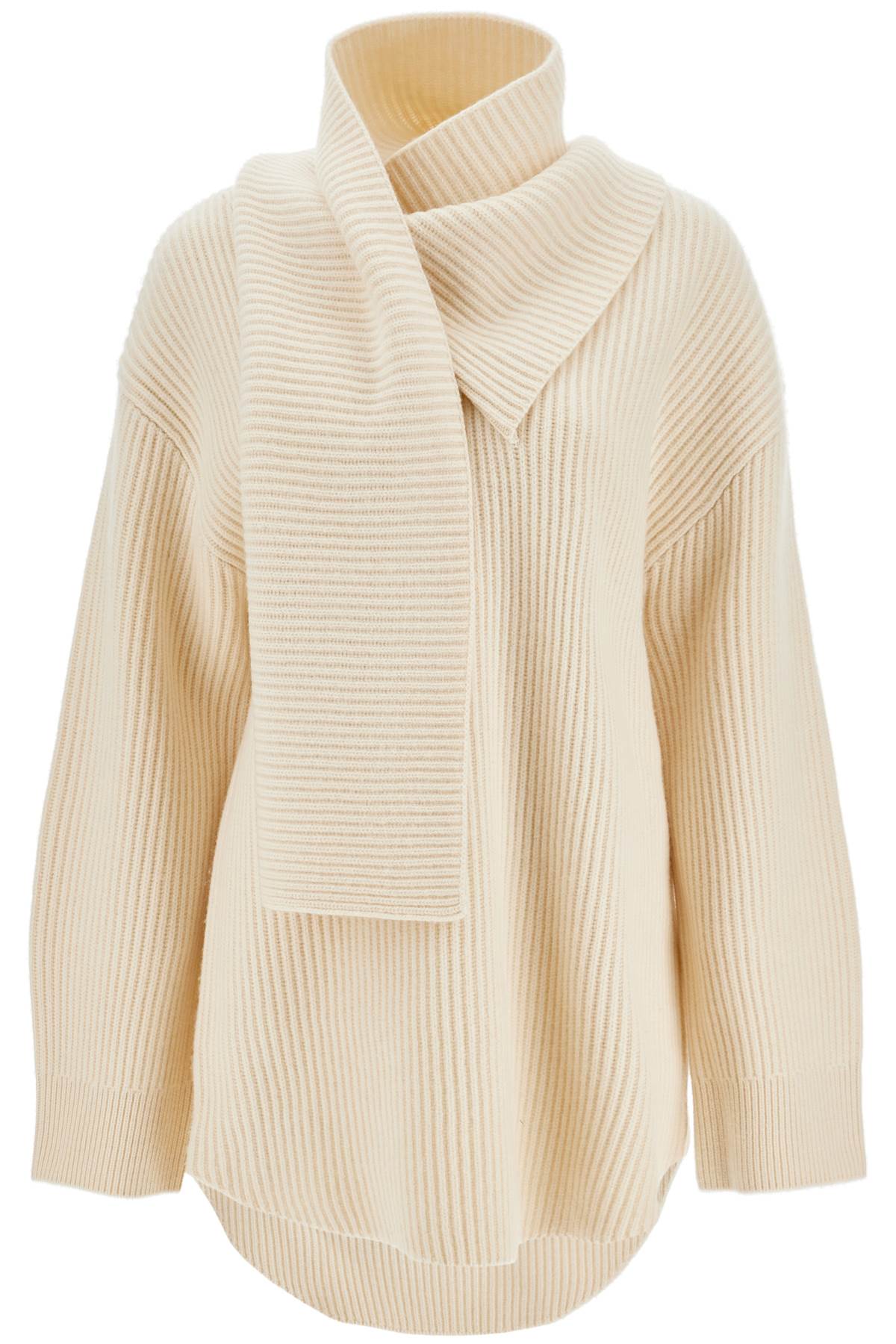 Sweater With Scarf  - White