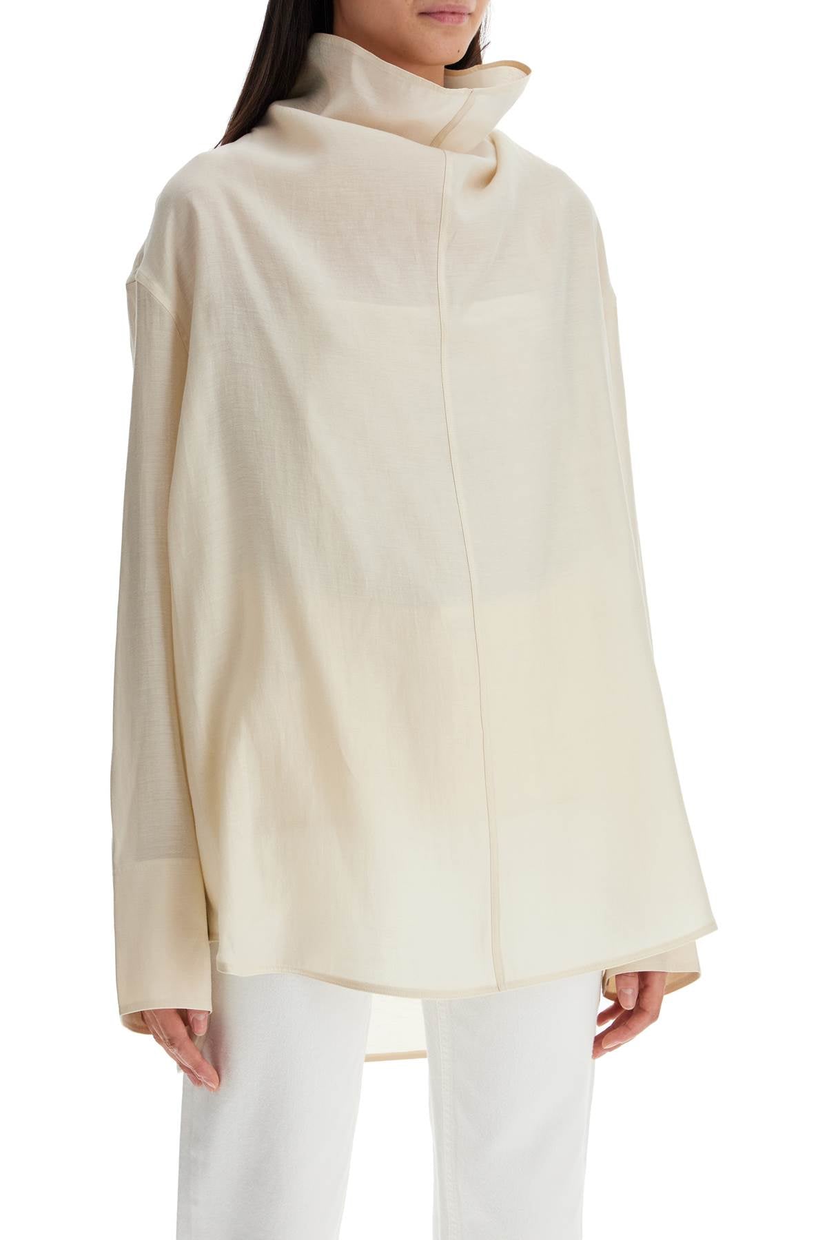 High-necked Organza Blouse  - Neutro