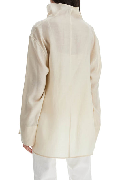 High-necked Organza Blouse  - Neutro