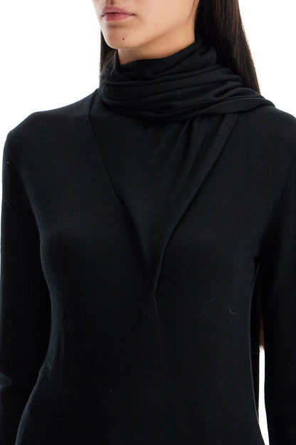 Wool And Silk Sweater With Scarf.  - Black