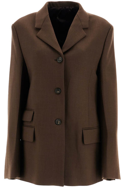 Straight Three-button Blazer  - Brown