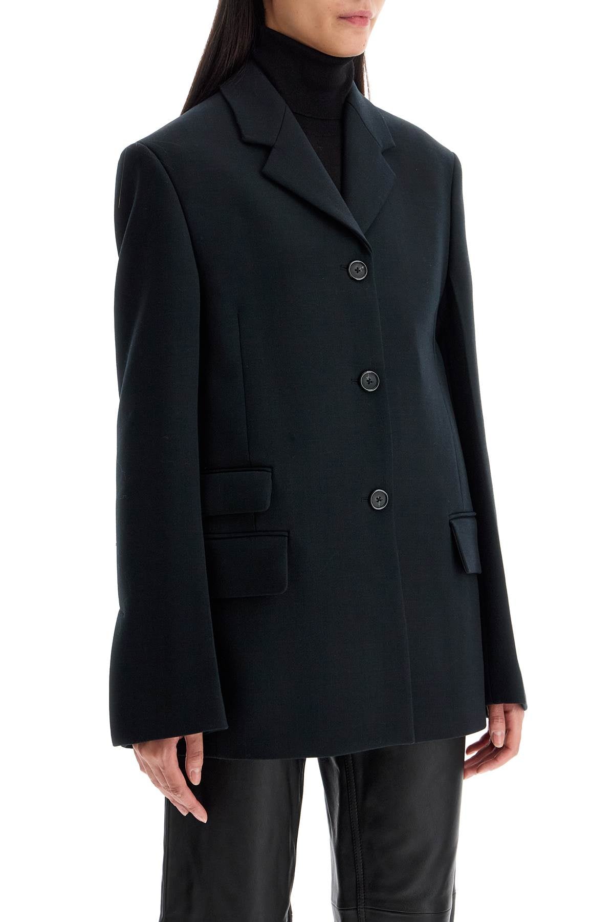 Straight Three-button Blazer  - Black