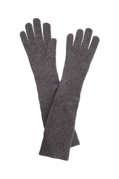 Long Wool And Cashmere Gloves  - Grey