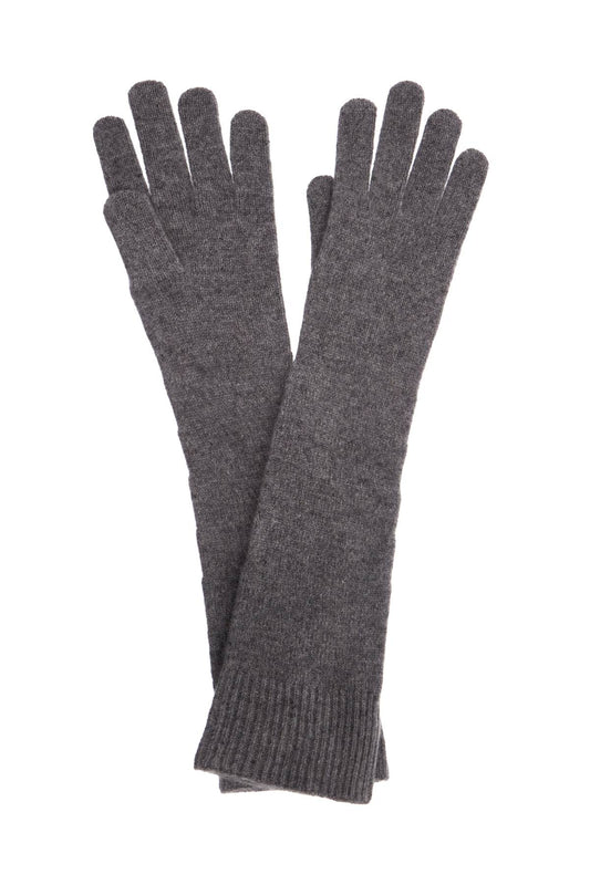 Long Wool And Cashmere Gloves  - Grey