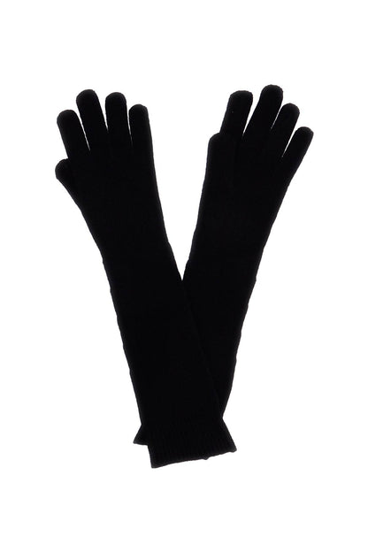 Long Wool And Cashmere Gloves  - Black