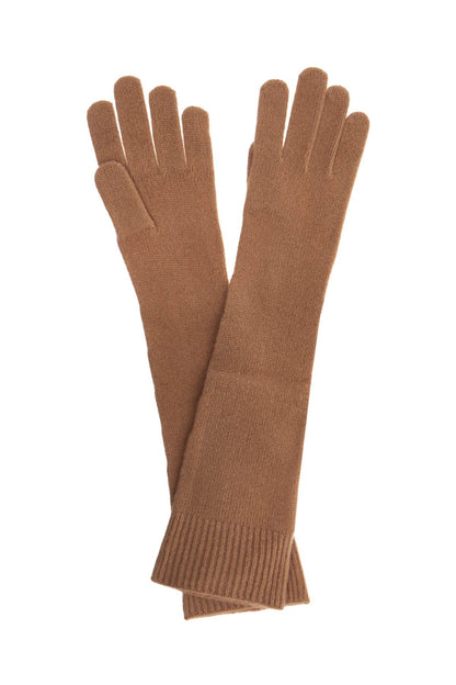 Long Wool And Cashmere Gloves  - Beige