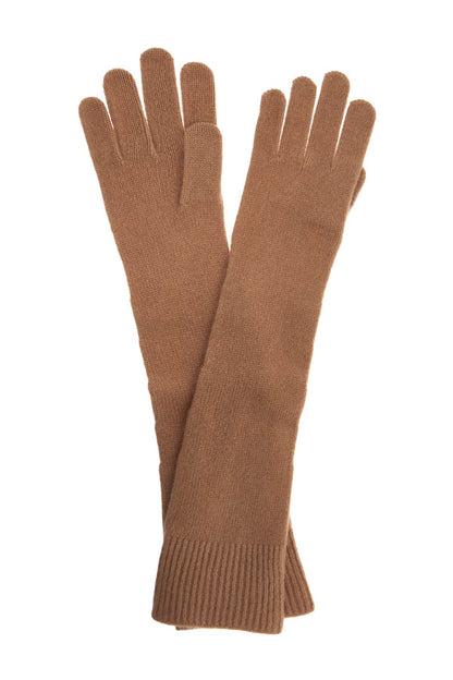 Long Wool And Cashmere Gloves  - Beige