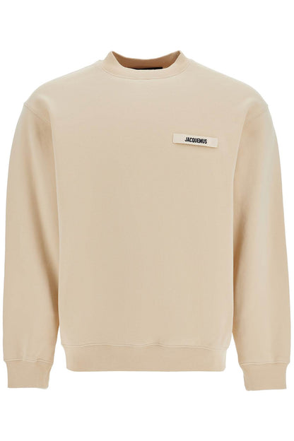 'round Neck Sweatshirt With Gros Grain  - Beige