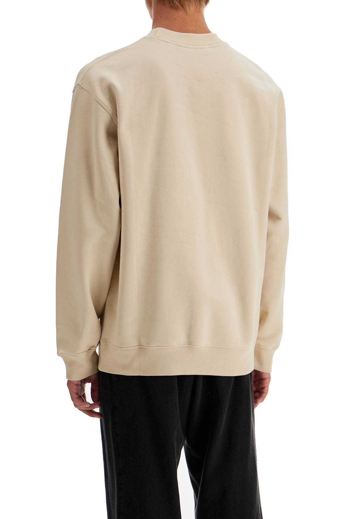 'round Neck Sweatshirt With Gros Grain  - Beige