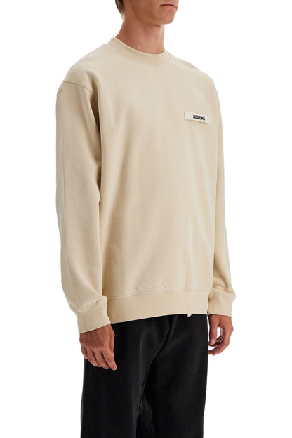 'round Neck Sweatshirt With Gros Grain  - Beige