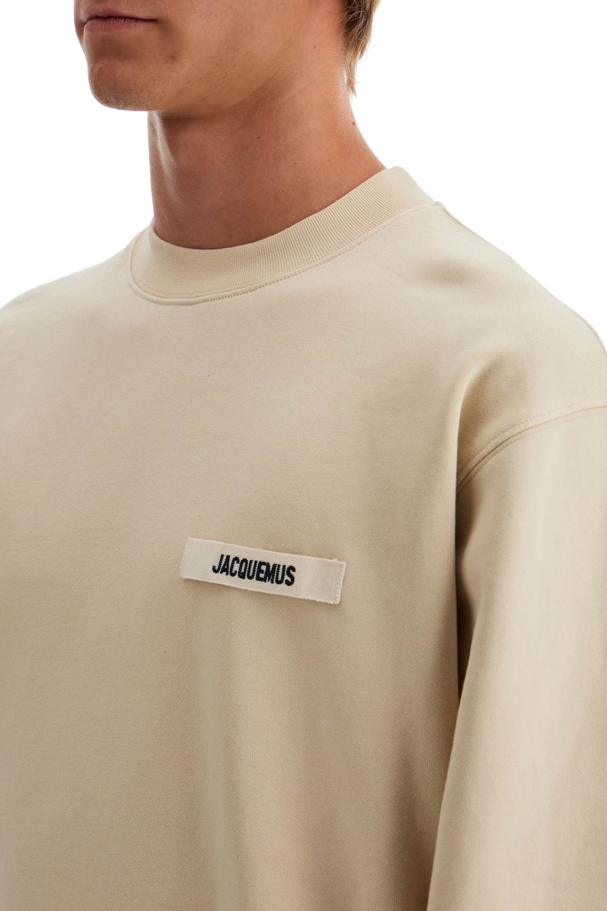 'round Neck Sweatshirt With Gros Grain  - Beige