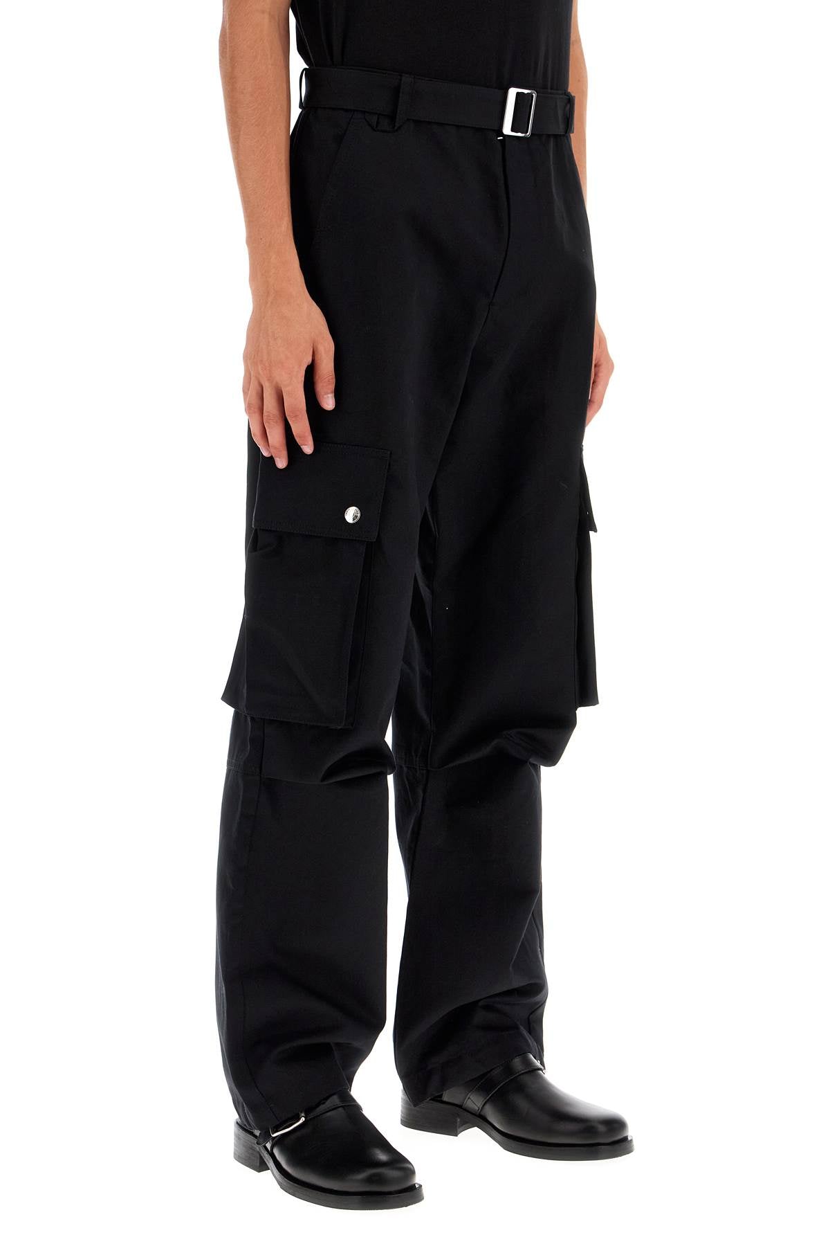 Cargo Gabardine Trousers In Eight  - Black