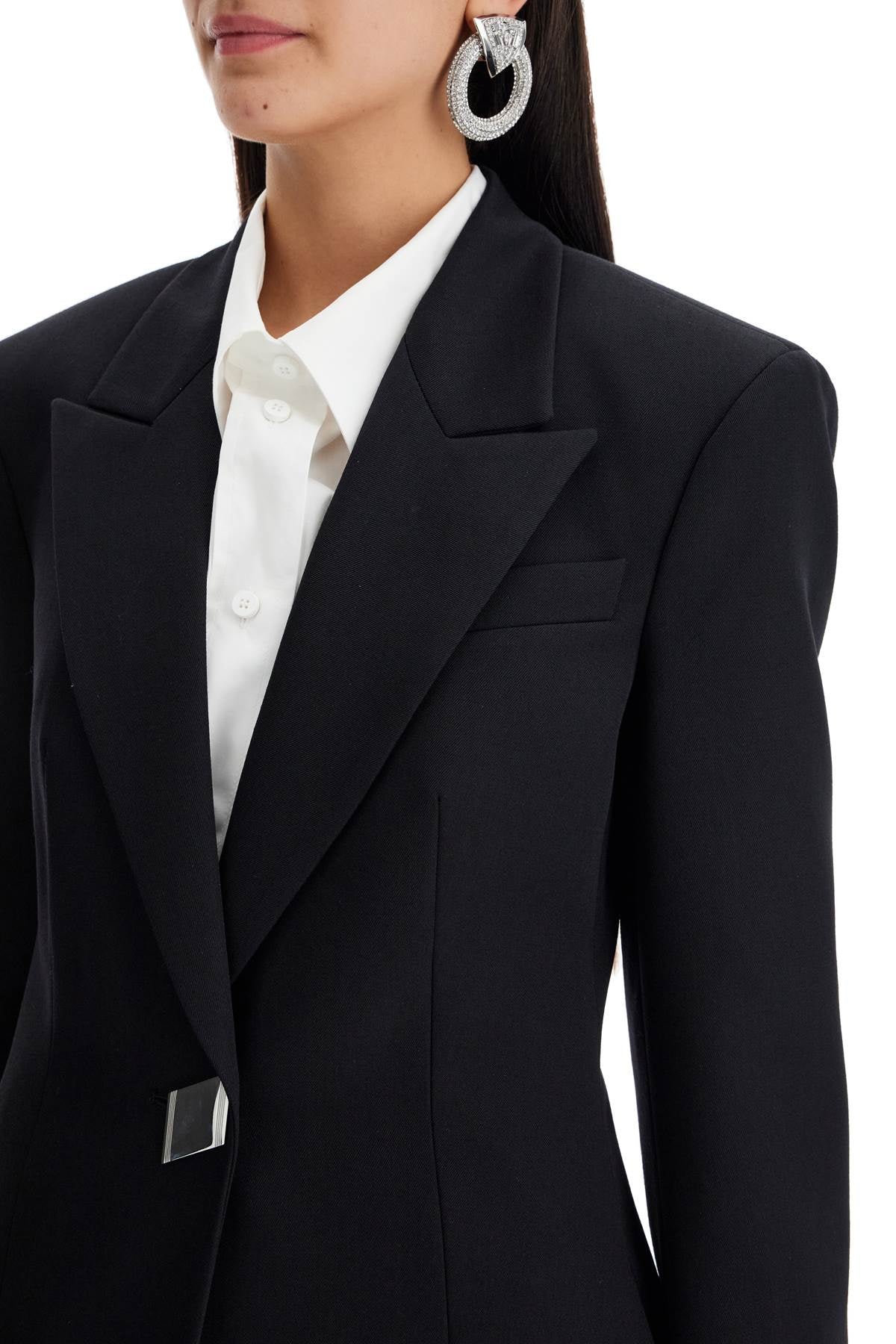 Wool Gabardine Blazer  - Black