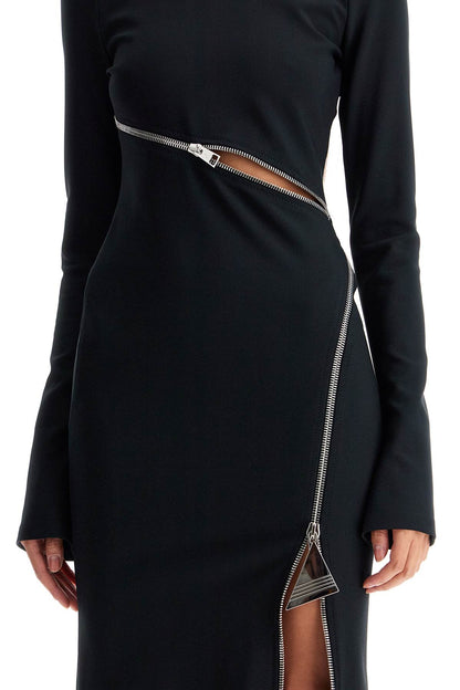 Twisted Zip Midi Dress With  - Black