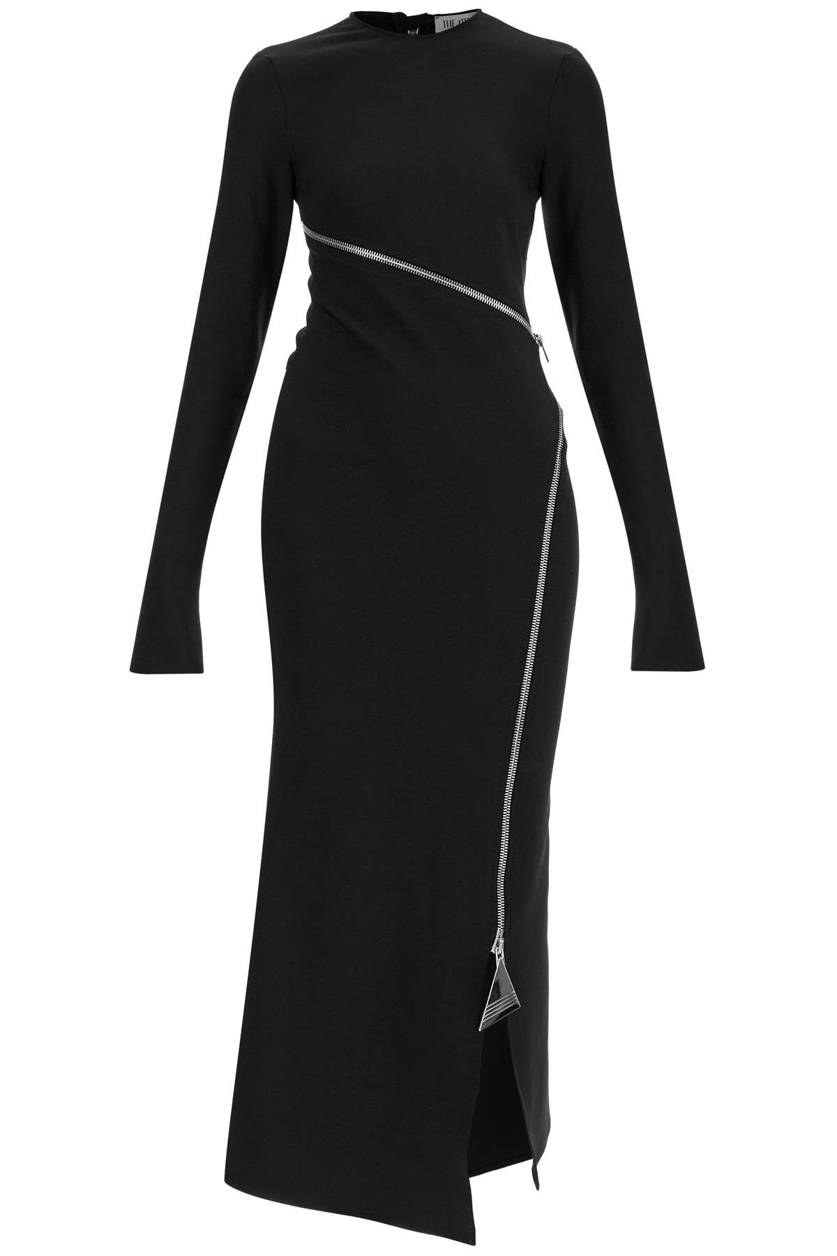 Twisted Zip Midi Dress With  - Black