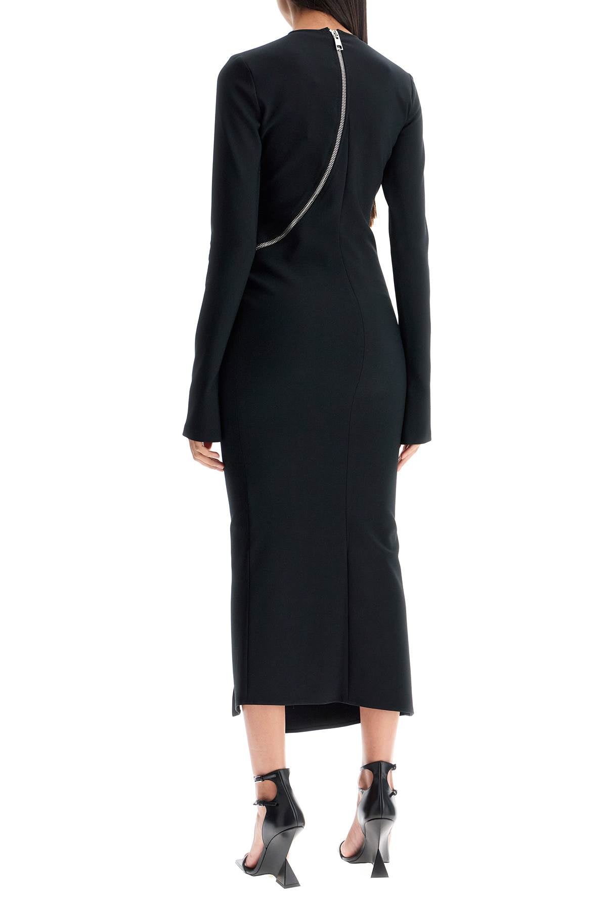 Twisted Zip Midi Dress With  - Black