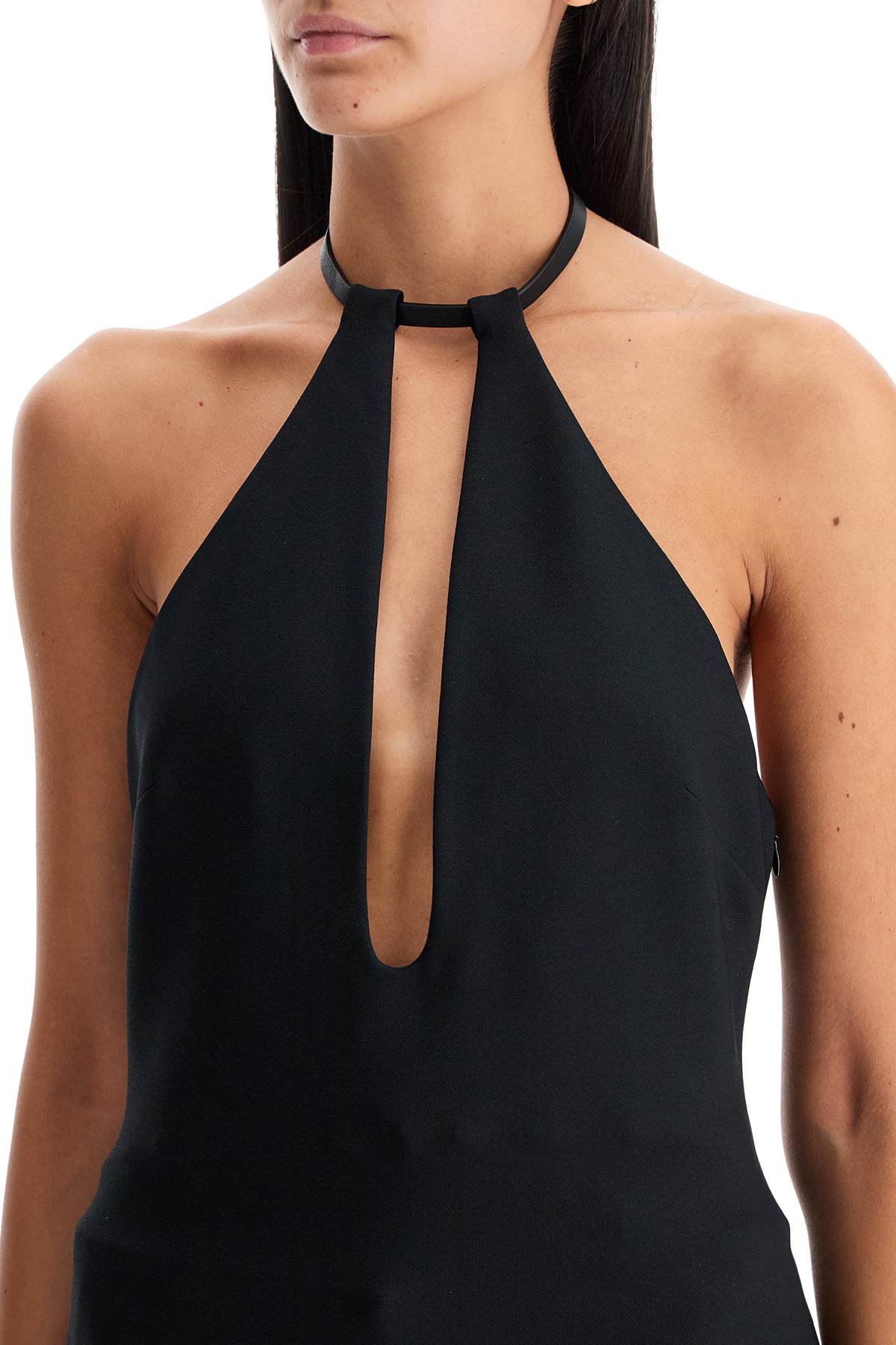 Halter Neck Top With Open  - Black