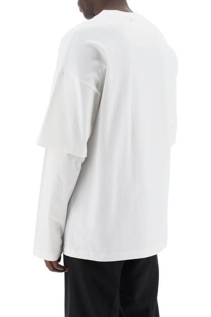 Long-sleeved Layered T-shirt  - White