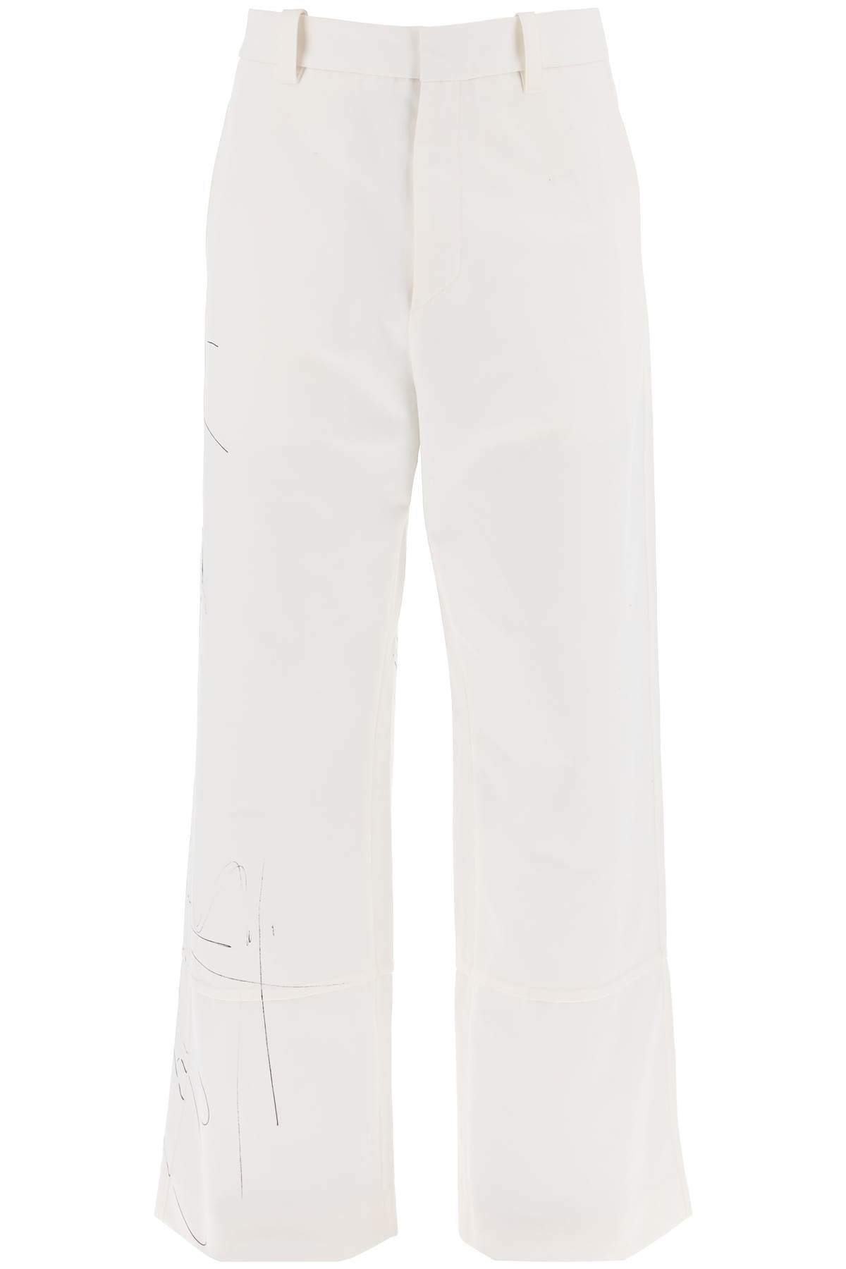 Wide-legged Scribble Pants  - White