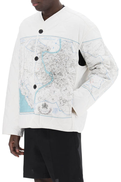 Combat Liner Printed Quilted Jacket  - White